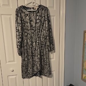 Elegant Black and White Floral Dress